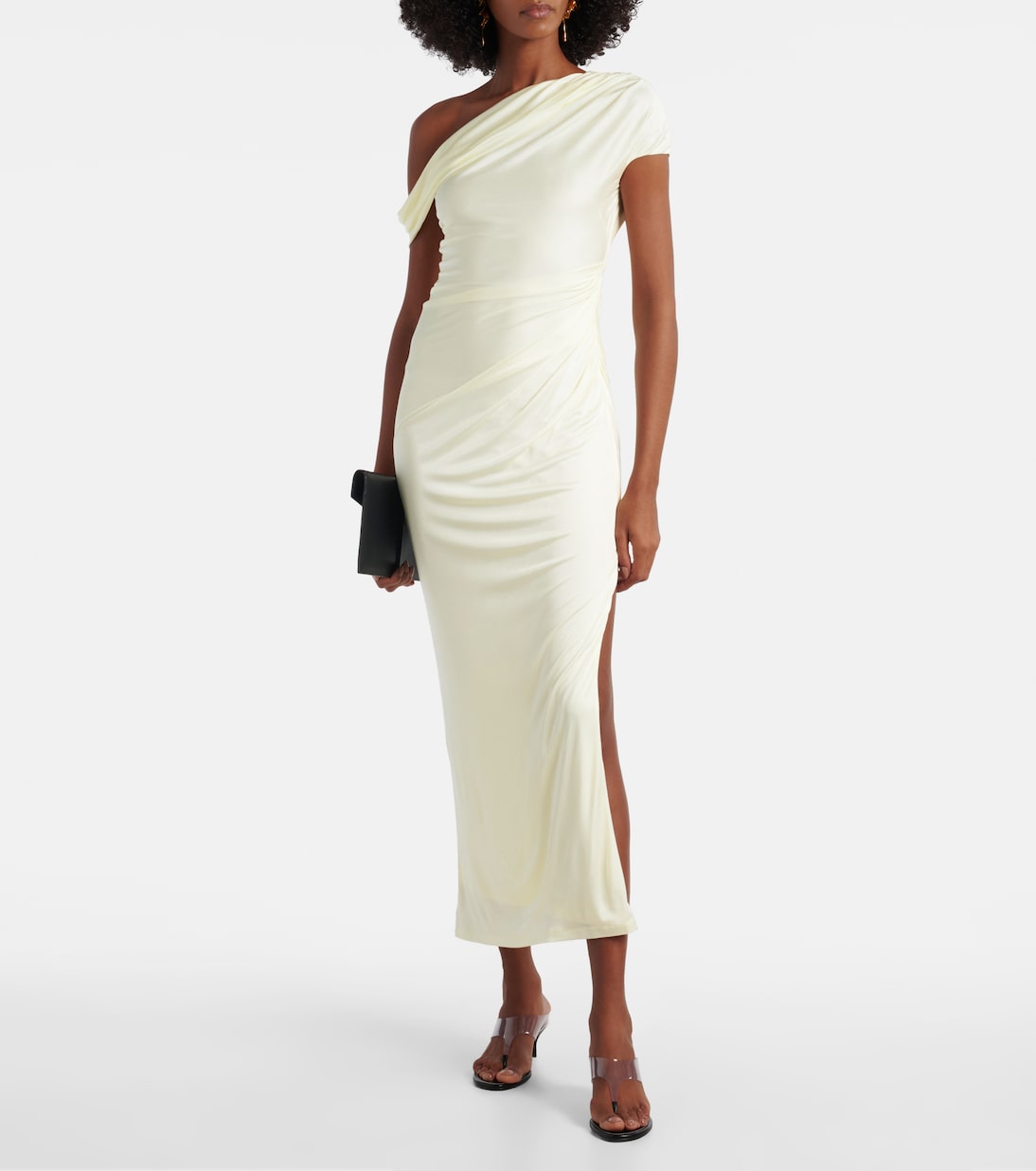 Draped one-shoulder midi dress | Galvan