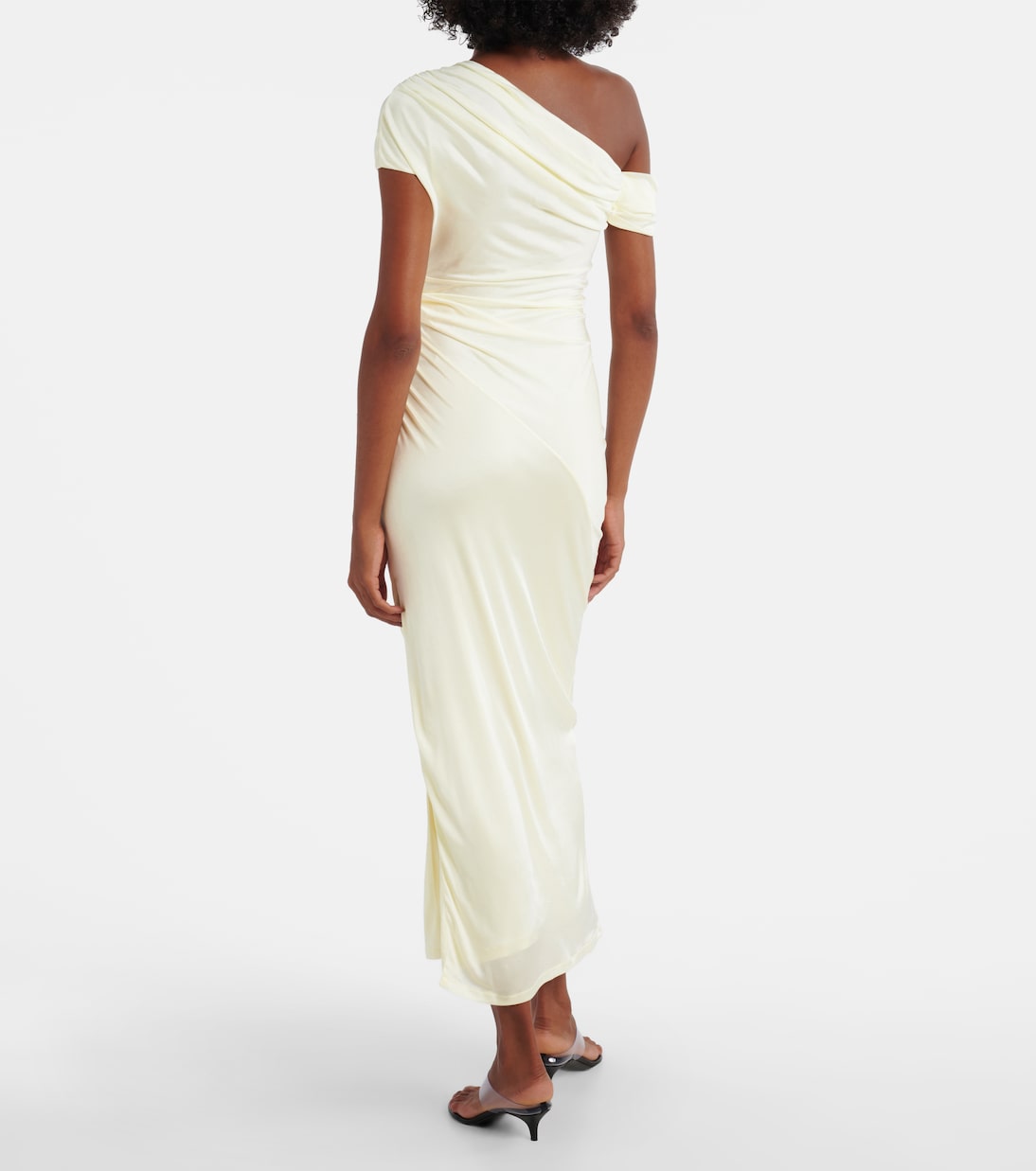 Draped one-shoulder midi dress | Galvan