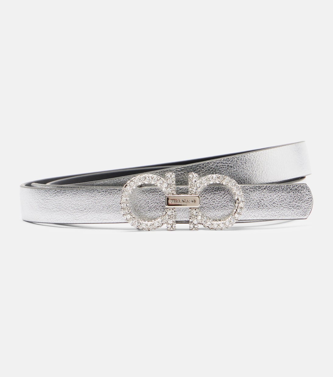 Gancini metallic leather belt | Ferragamo