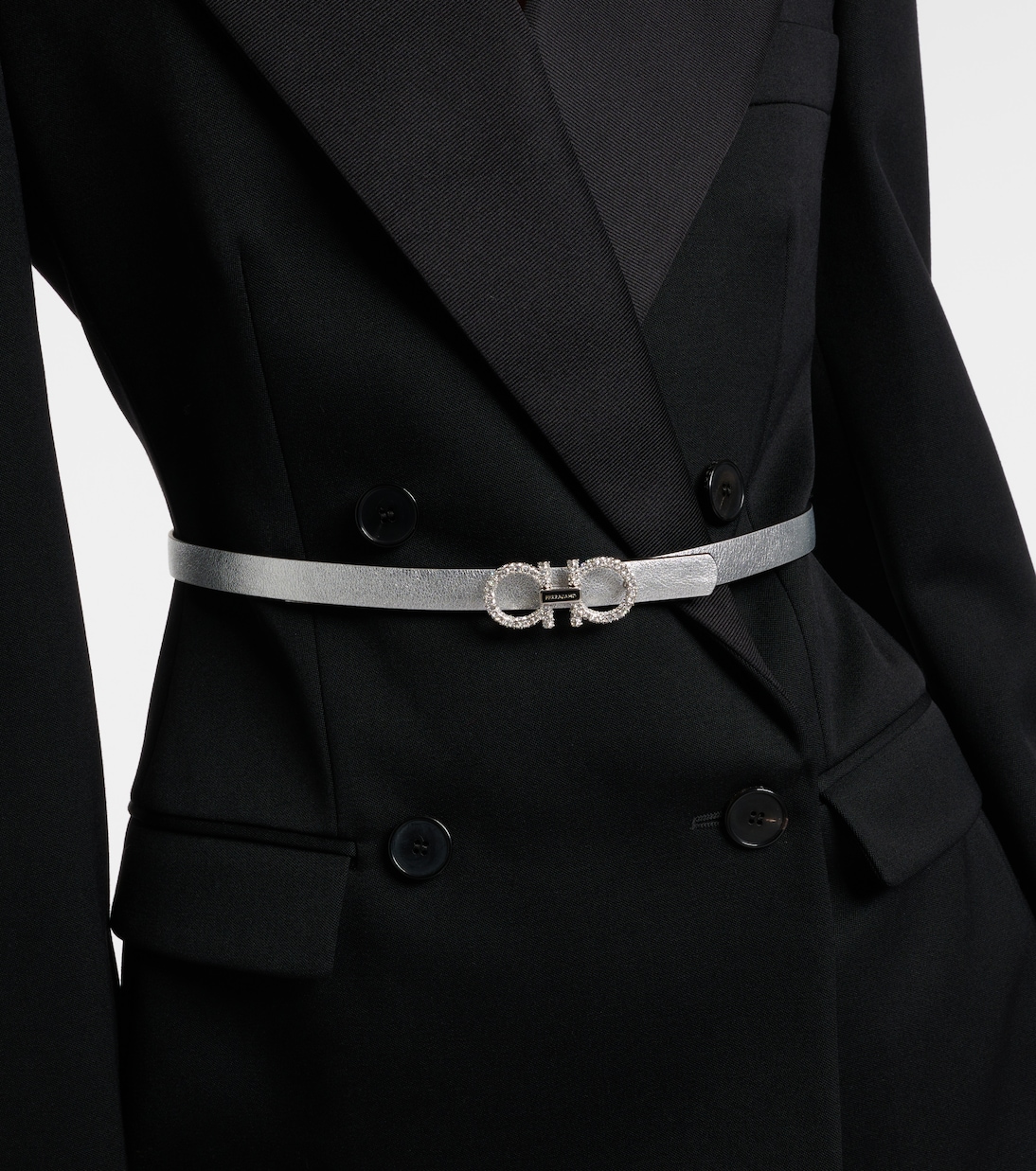 Gancini metallic leather belt | Ferragamo
