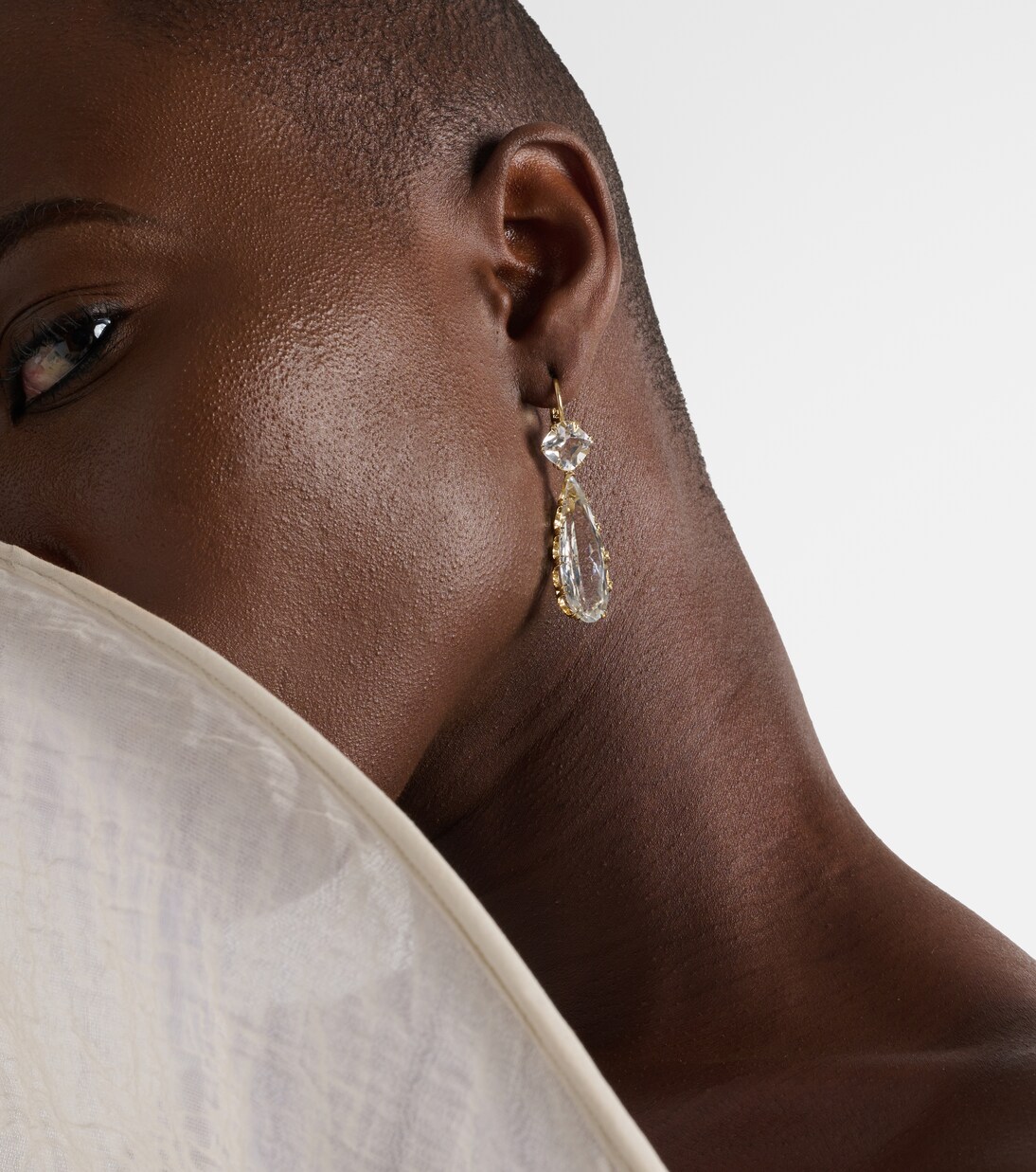 Boucles d'oreilles en or 18 ct et topaze blanche | Ileana Makri
