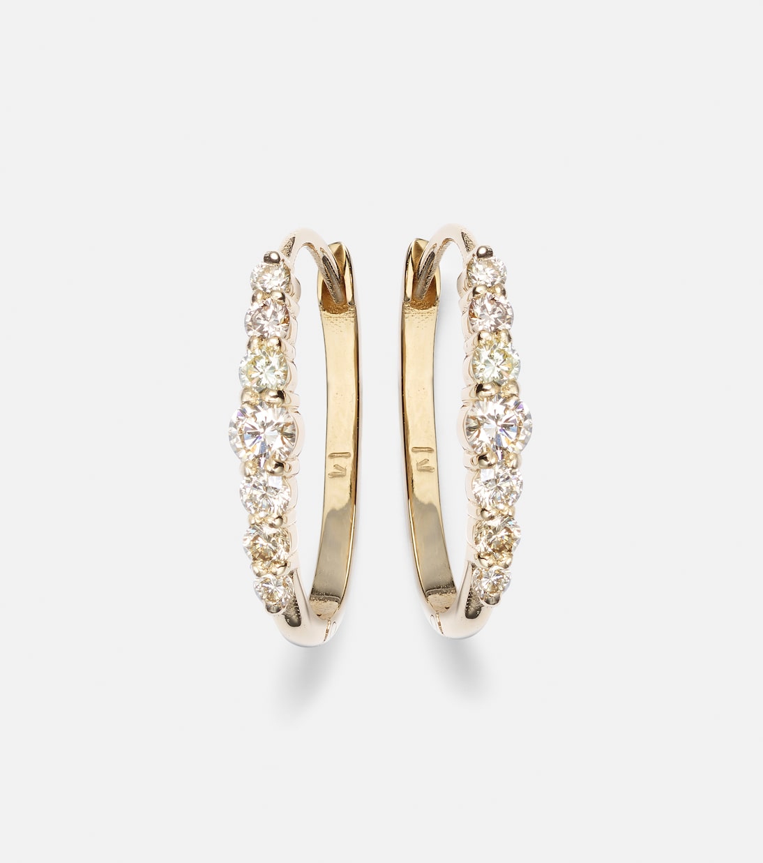 Rivulet Large 14kt gold hoop earrings with diamonds | Ileana Makri