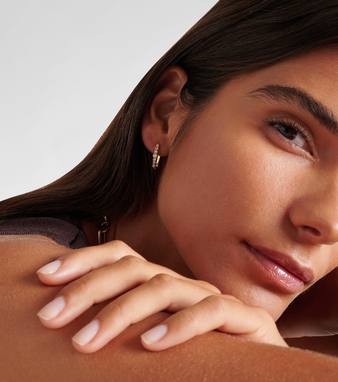 Rivulet Large 14kt gold hoop earrings with diamonds | Ileana Makri
