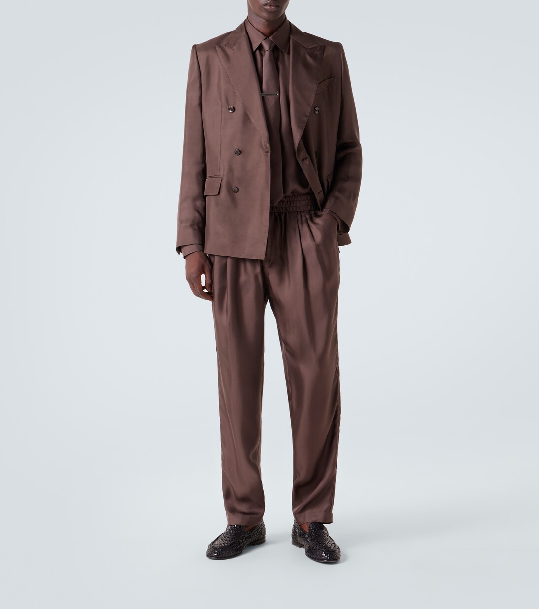 Pantalones tapered de sarga de seda  | Dolce&Gabbana