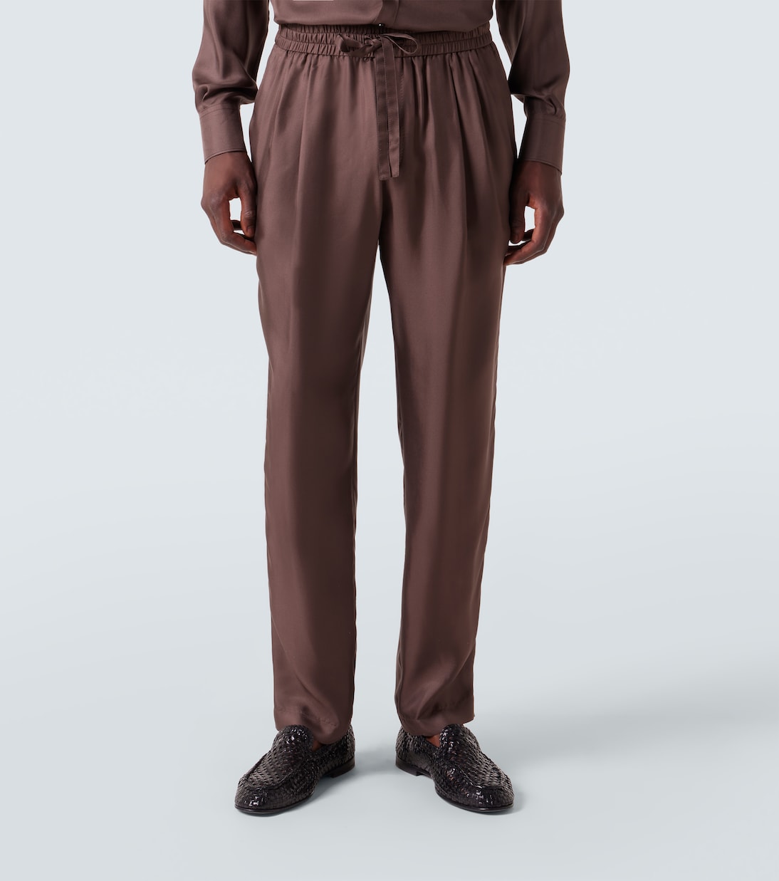 Pantalones tapered de sarga de seda  | Dolce&Gabbana