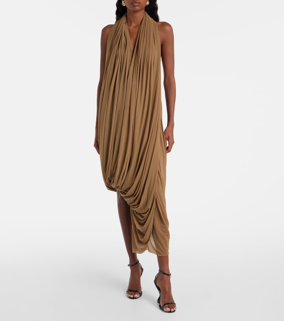 Draped halterneck sheer midi dress | Magda Butrym