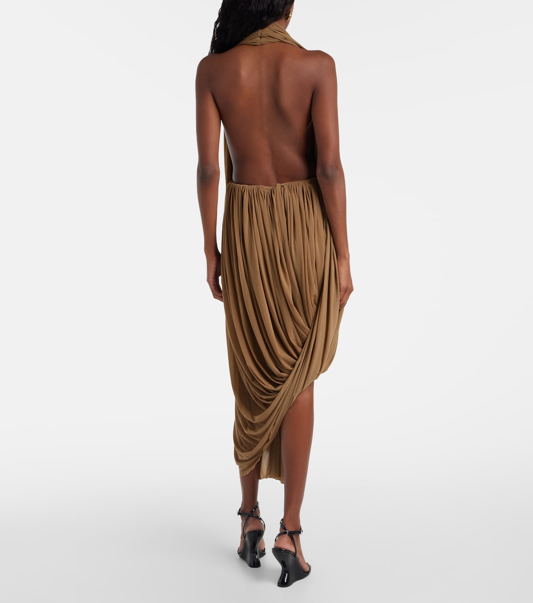 Draped halterneck sheer midi dress | Magda Butrym