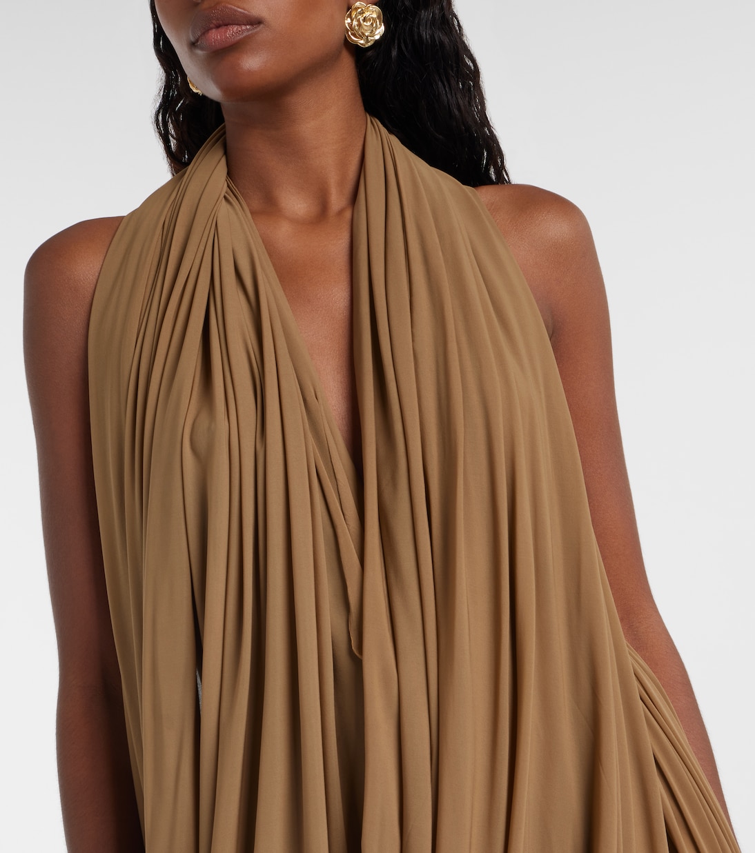 Draped halterneck sheer midi dress | Magda Butrym