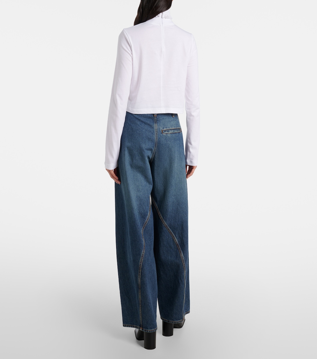 Cropped turtleneck cotton jersey top | Alaïa