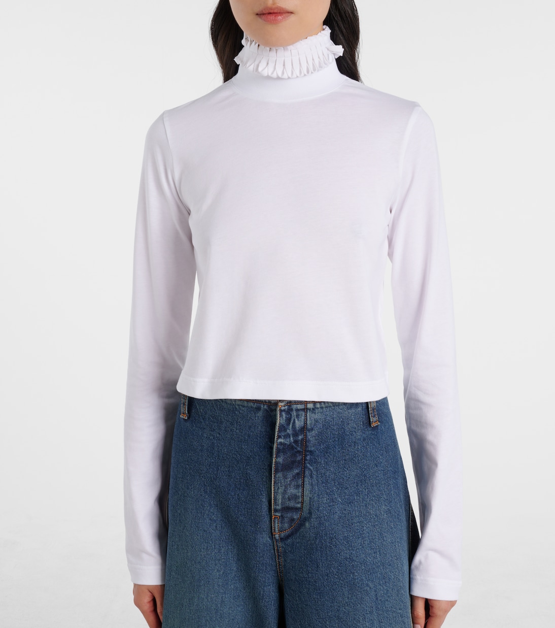 Cropped turtleneck cotton jersey top | Alaïa