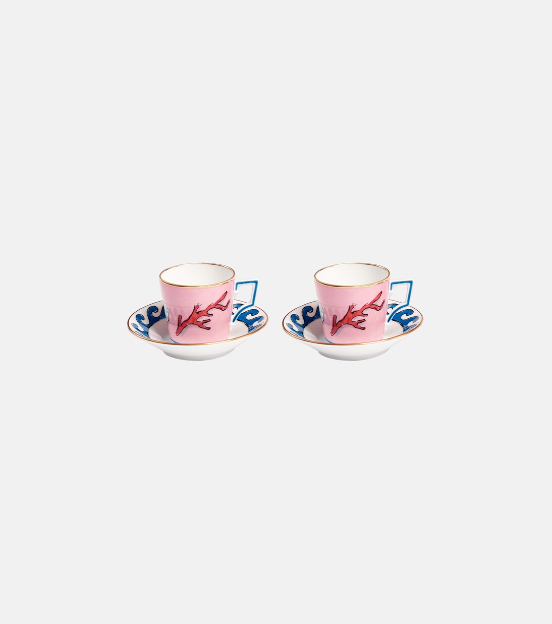 Set Il Viaggio di Nettuno aus zwei Espressotassen und Untertassen | Ginori 1735