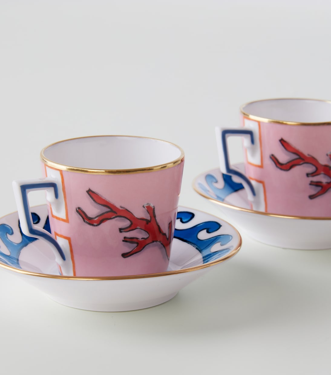 Set Il Viaggio di Nettuno aus zwei Espressotassen und Untertassen | Ginori 1735