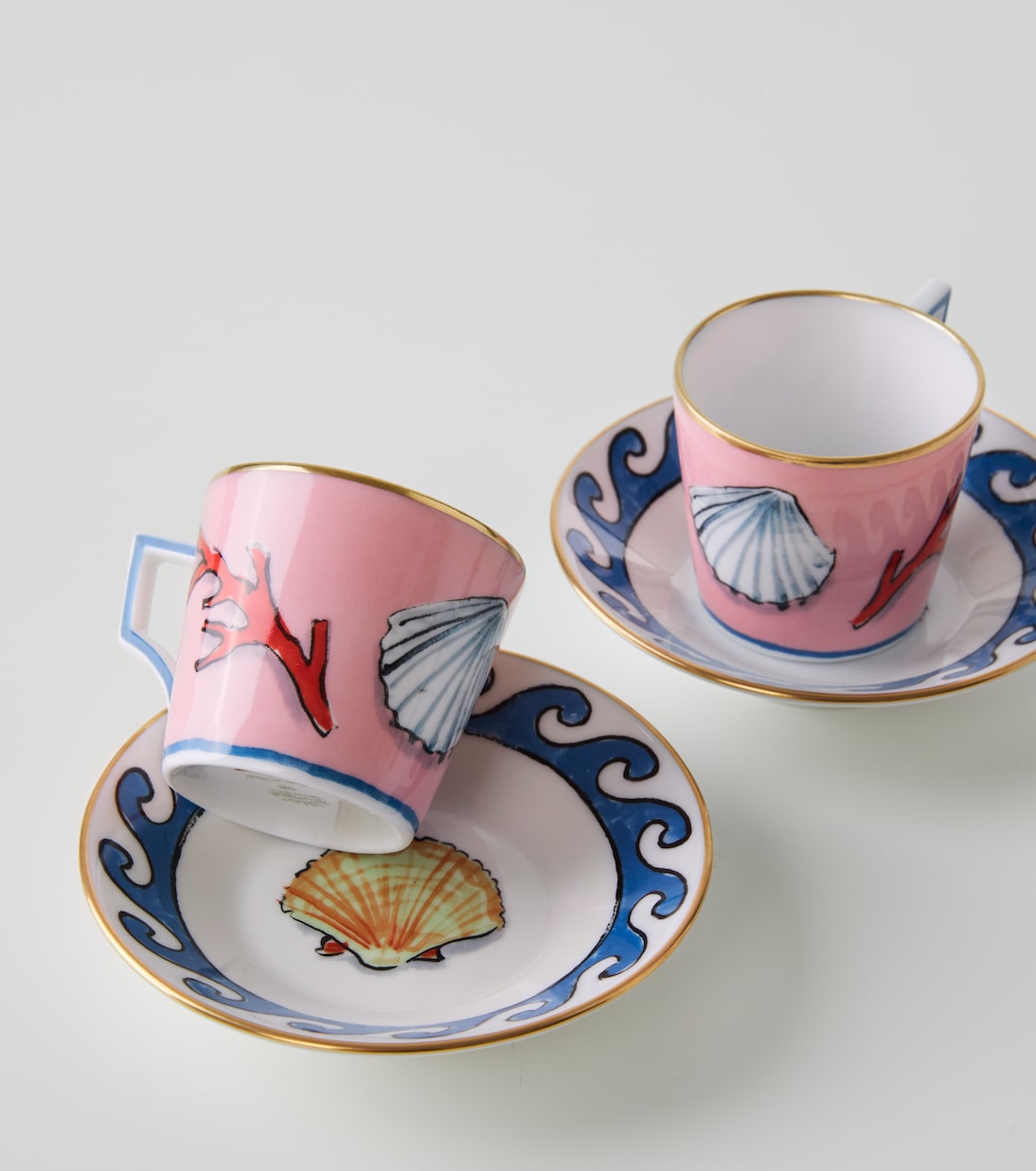 Set Il Viaggio di Nettuno aus zwei Espressotassen und Untertassen | Ginori 1735