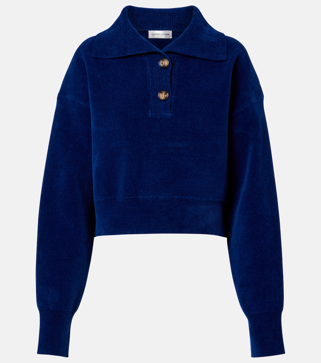 Cropped cotton-blend velvet sweatshirt | Victoria Beckham