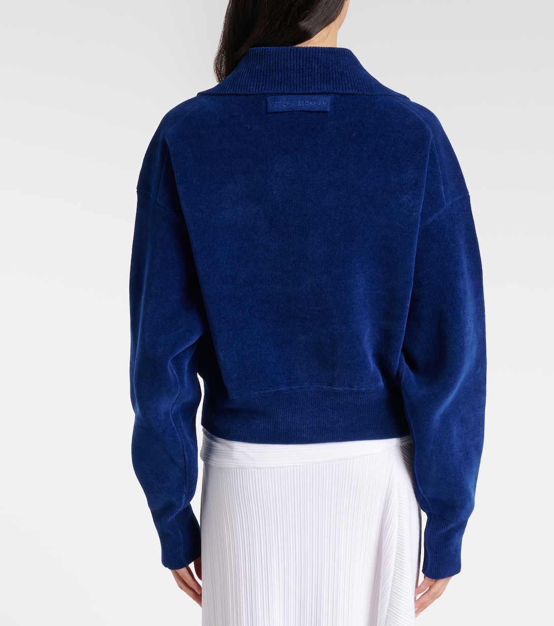 Cropped cotton-blend velvet sweatshirt | Victoria Beckham