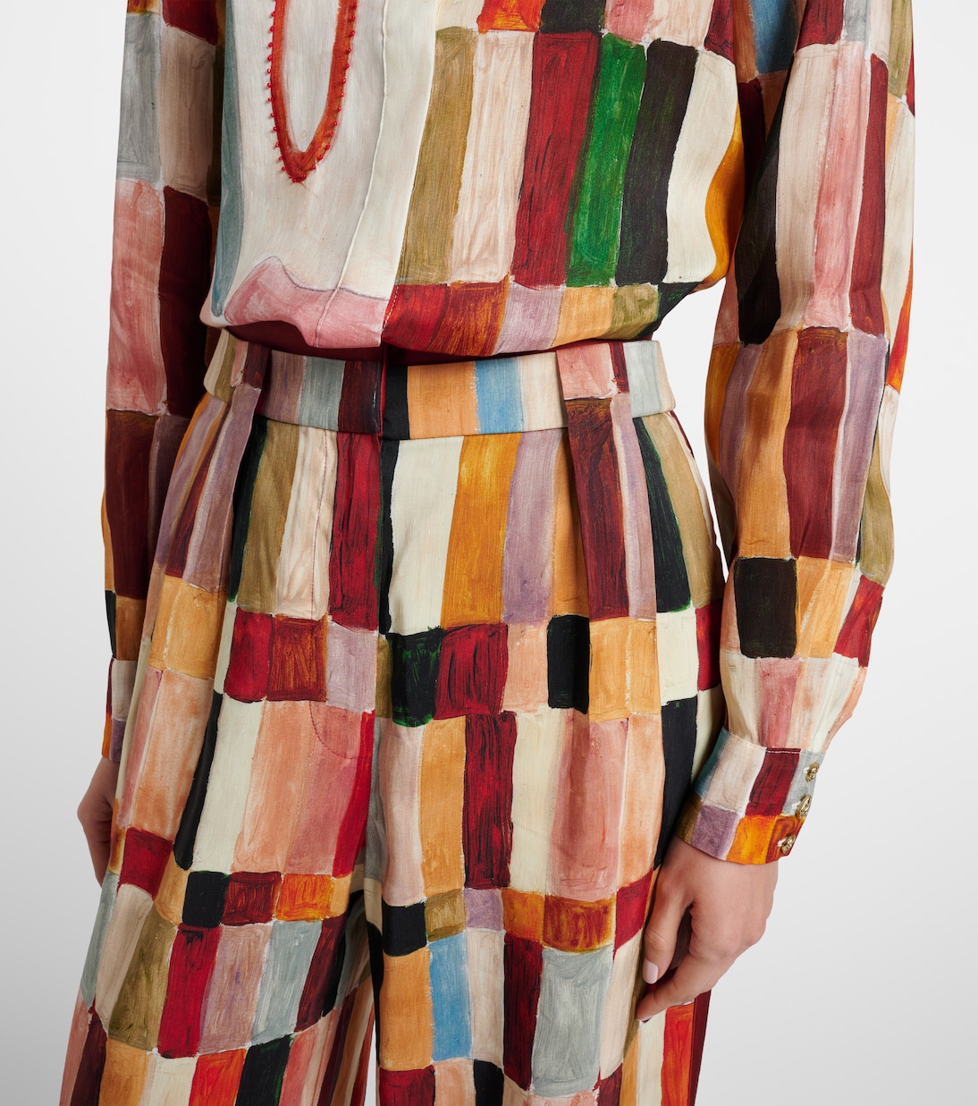 x LRNCE pantalones palazzo Marjorelle de lino y seda | Alémais