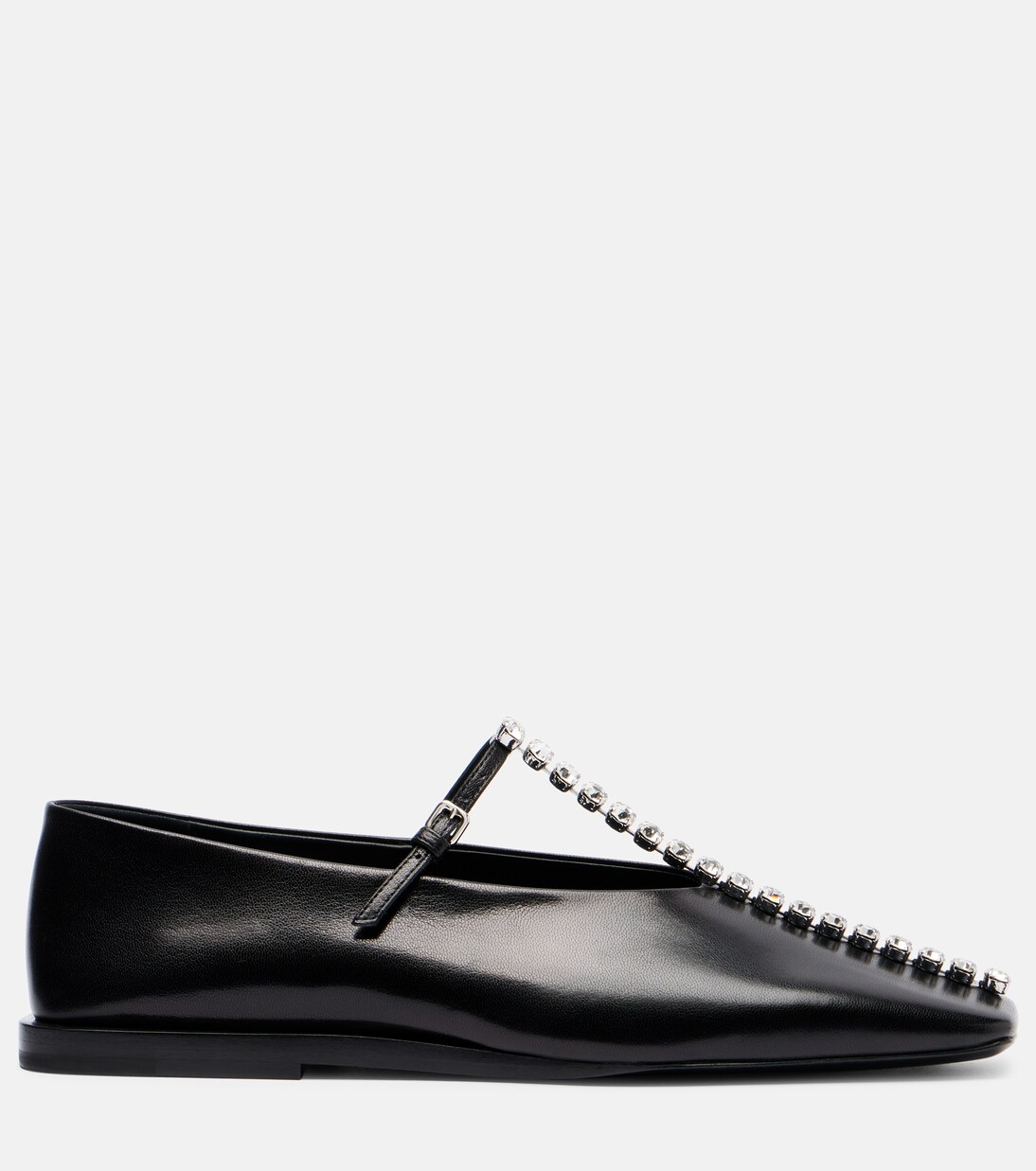 Crystal-embellished leather ballet flats | Jil Sander