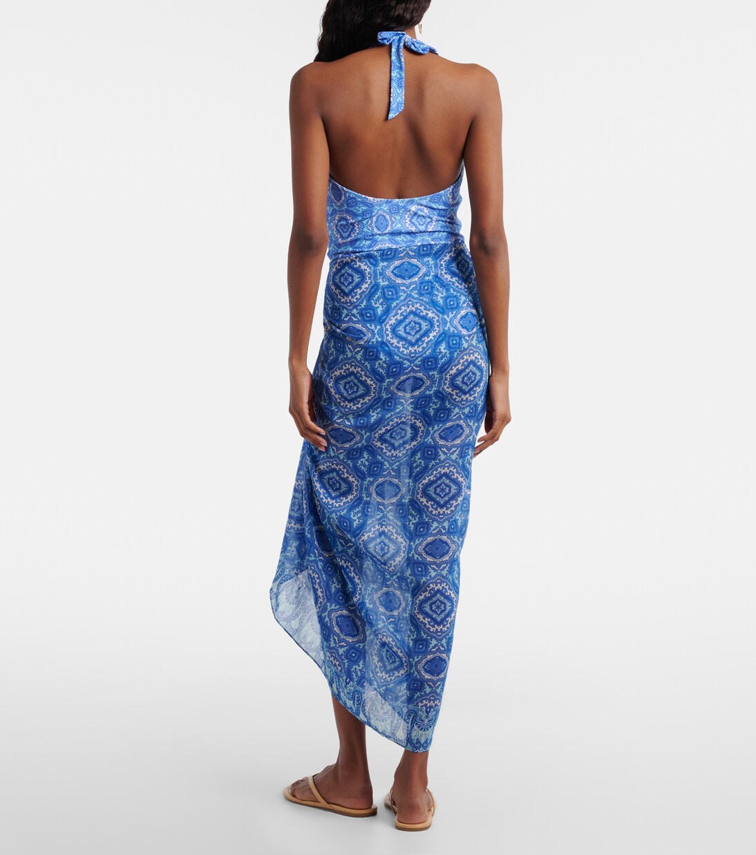 Mykonos printed cotton and silk beach cover-up | Heidi Klein