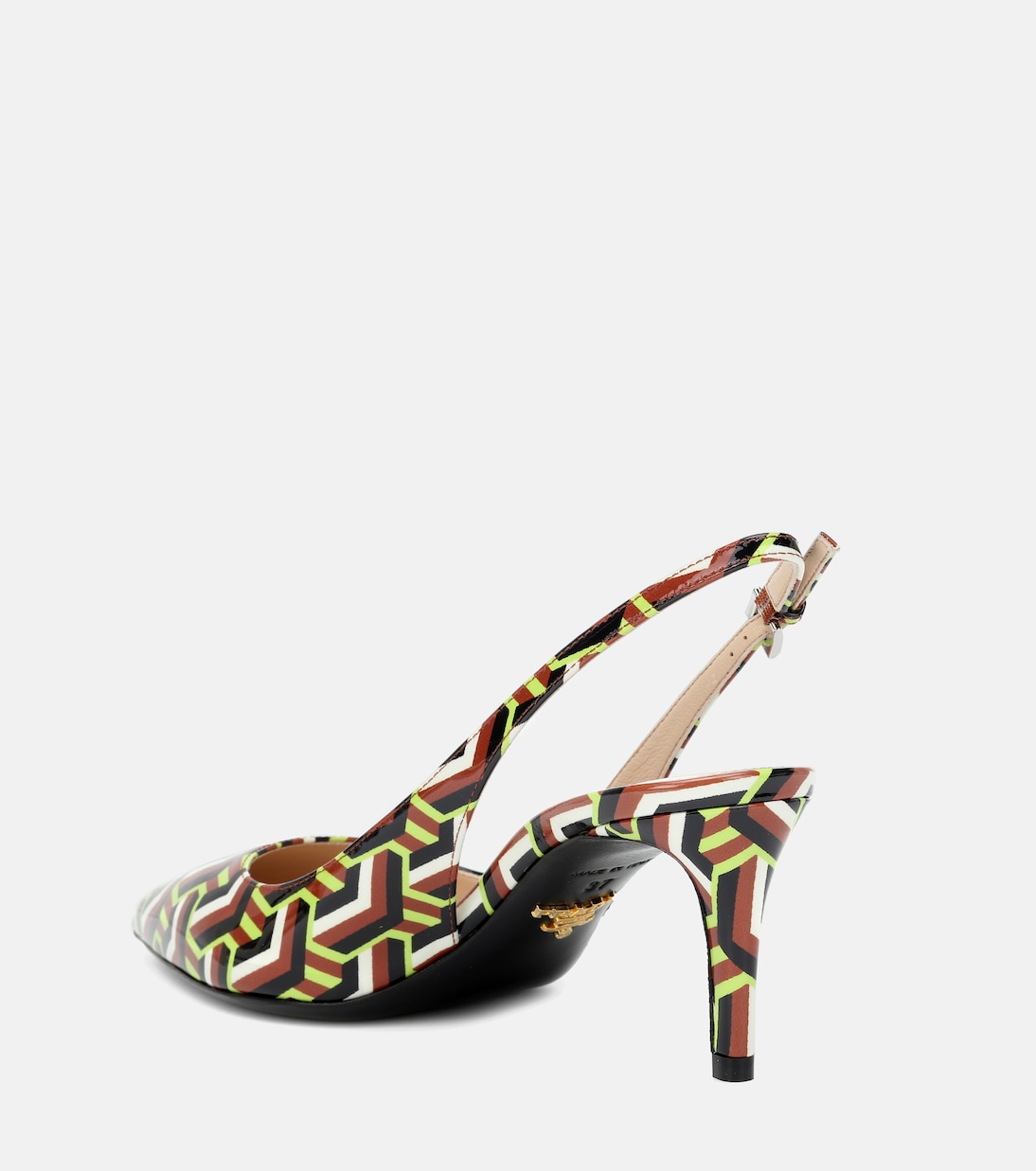 Pumps slingback a stampa in vernice | Prada