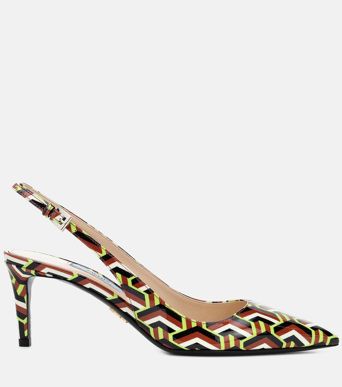 Pumps slingback a stampa in vernice | Prada