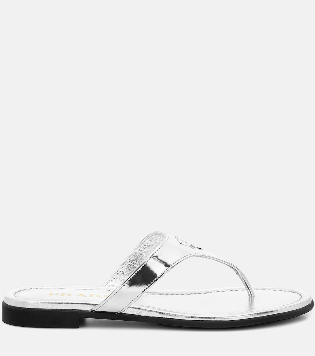 Sandali infradito in pelle metallizzata | Prada