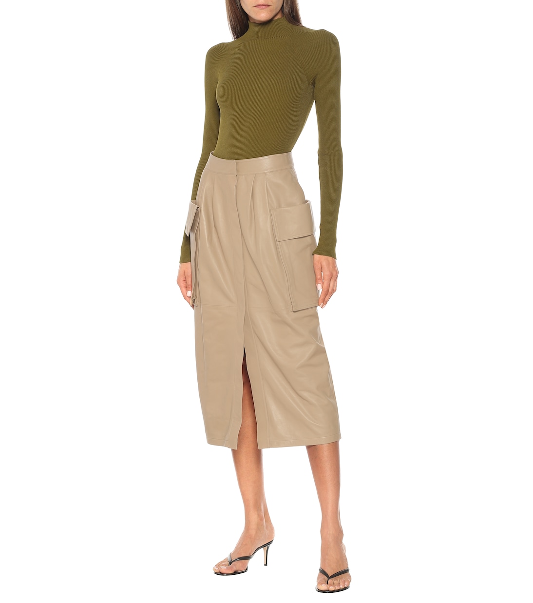 Falda midi cargo de piel | Zeynep Arçay