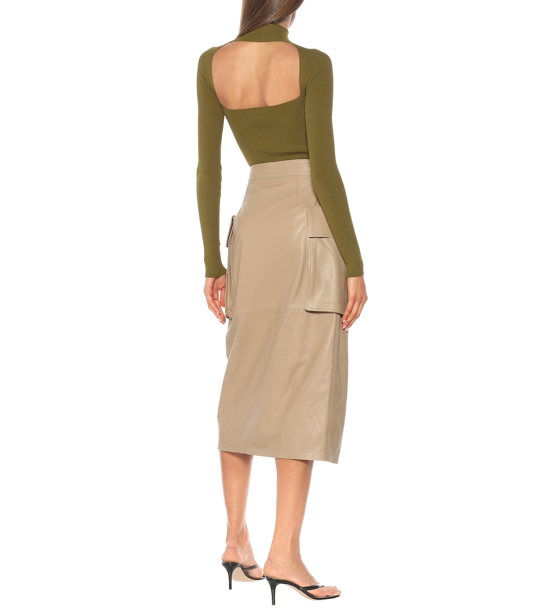 Falda midi cargo de piel | Zeynep Arçay