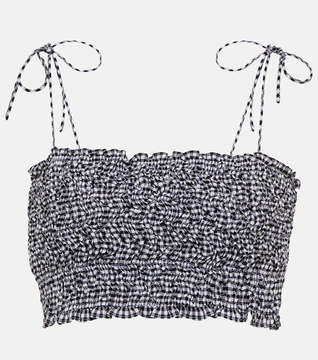 Shirred gingham cotton crop top | Miu Miu