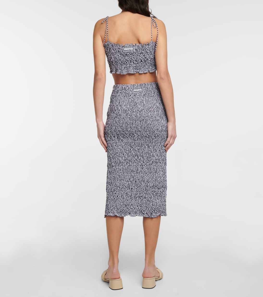 Shirred gingham cotton crop top | Miu Miu
