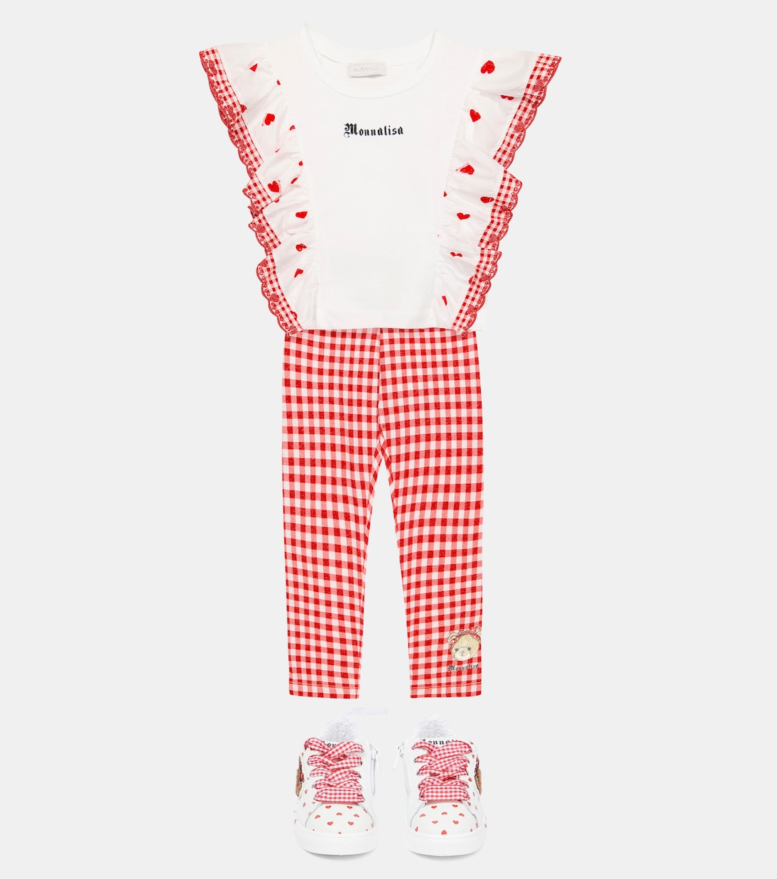 Gingham cotton-blend leggings | Monnalisa