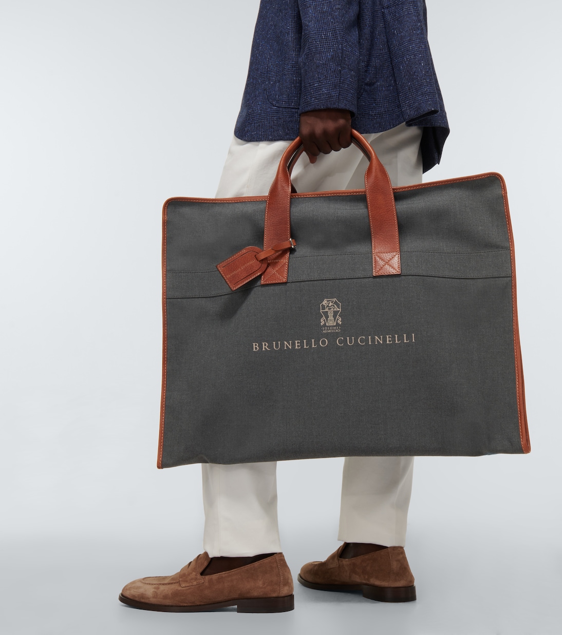 Kleidersack aus Canvas mit Leder | Brunello Cucinelli