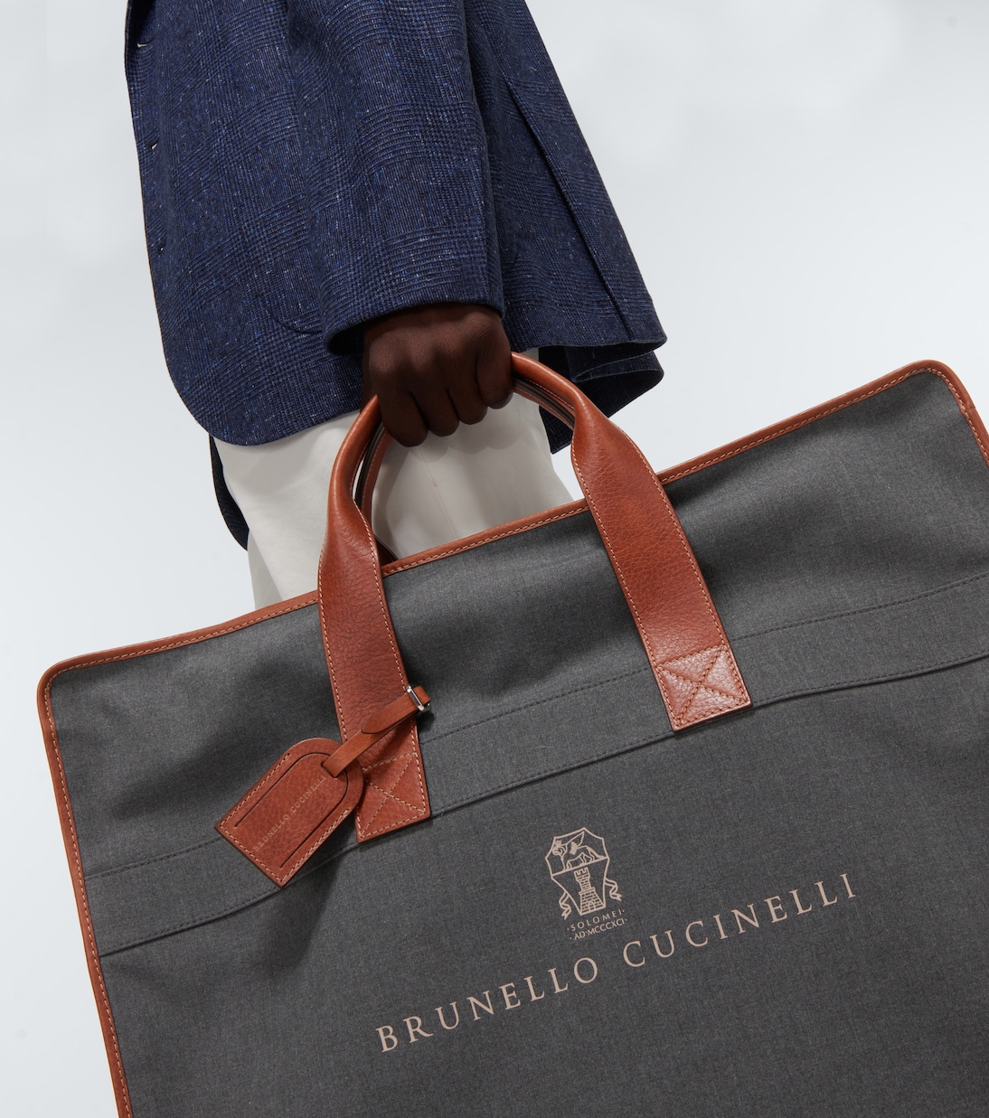 Kleidersack aus Canvas mit Leder | Brunello Cucinelli