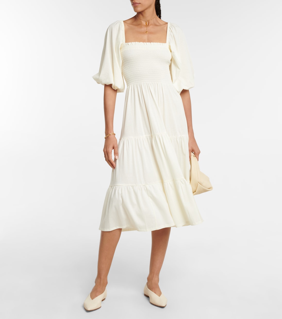 Abito midi in misto cotone con balze | Polo Ralph Lauren