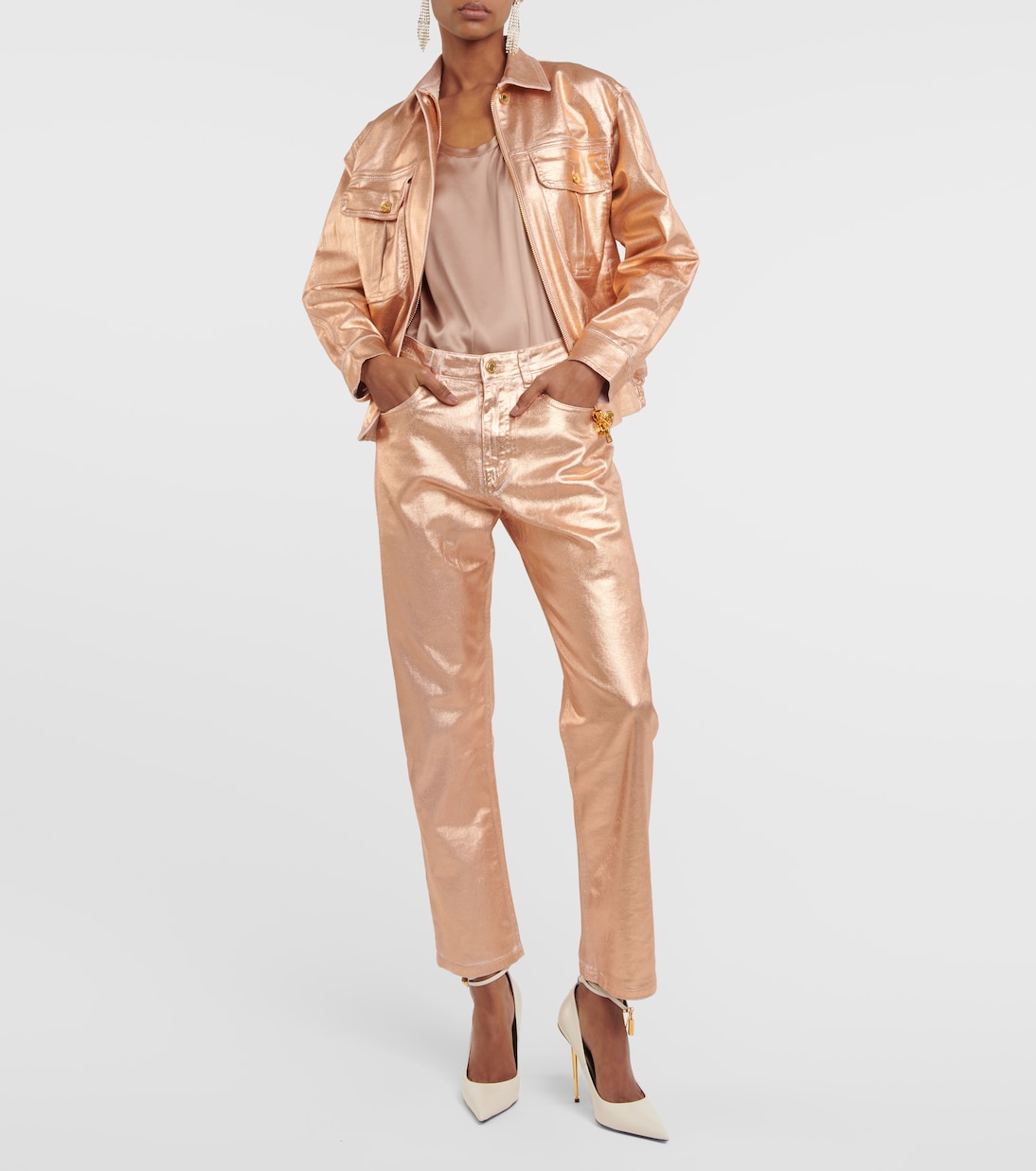 Metallic mid-rise boyfriend jeans | Tom Ford