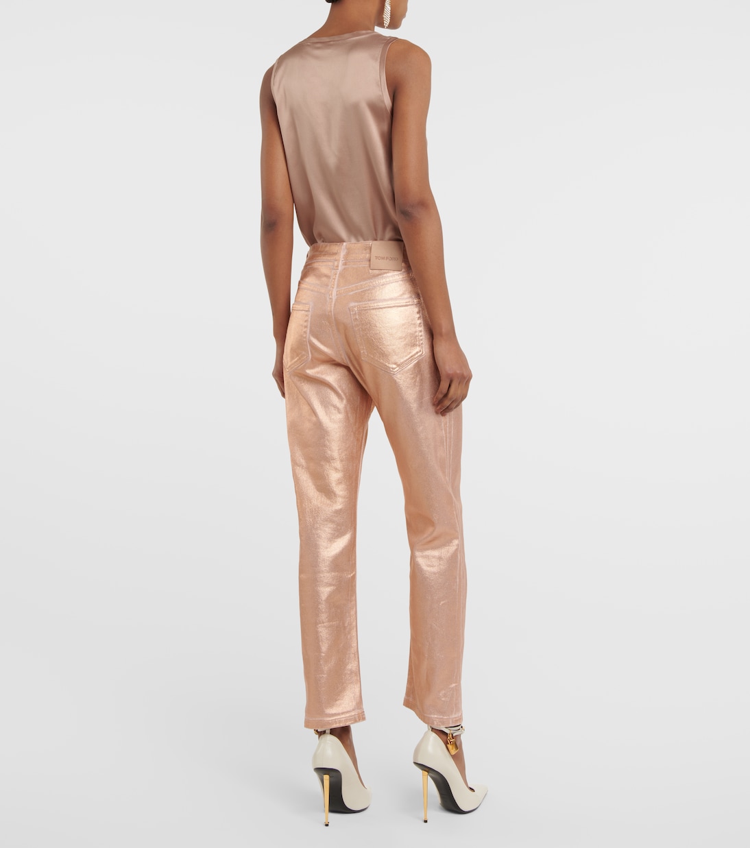Metallic mid-rise boyfriend jeans | Tom Ford