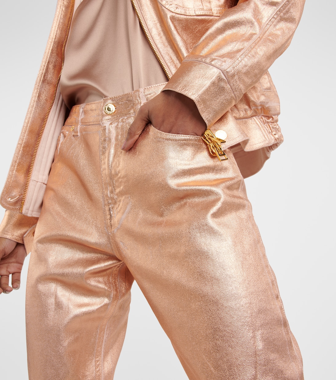 Metallic mid-rise boyfriend jeans | Tom Ford