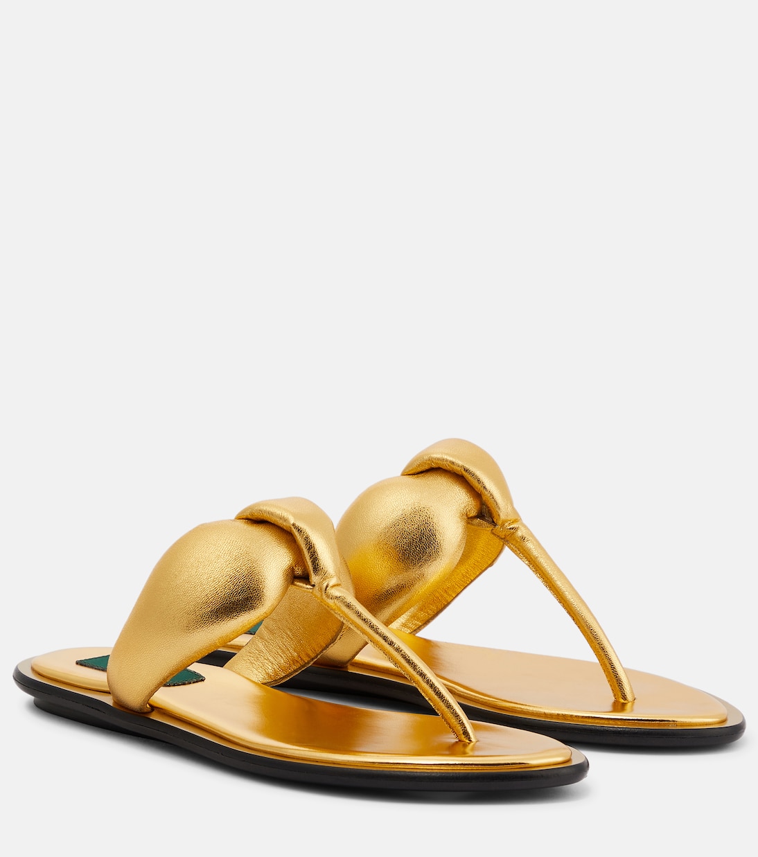 Tongs en cuir métallisé | Pucci