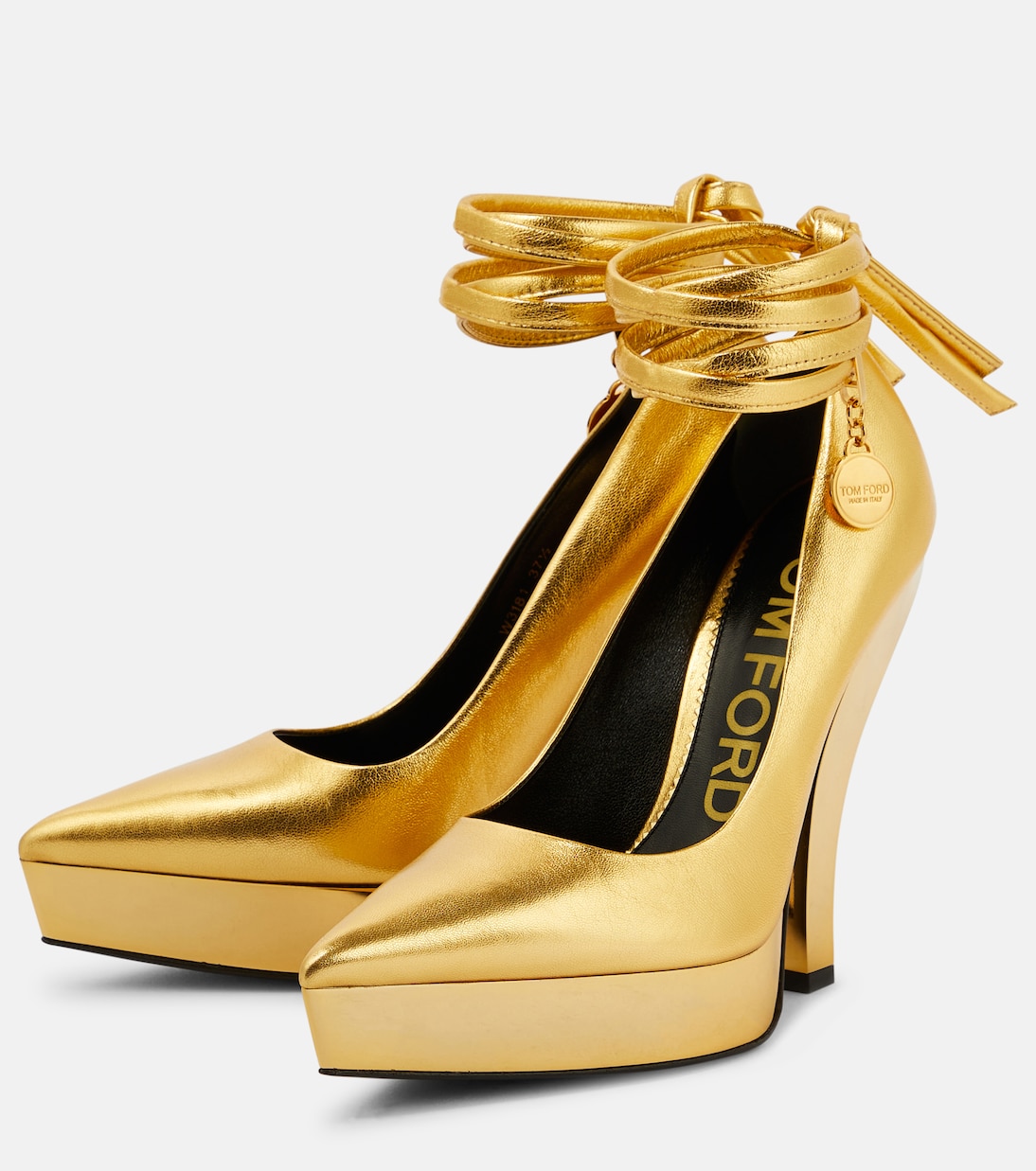 Metallic leather platform pumps | Tom Ford