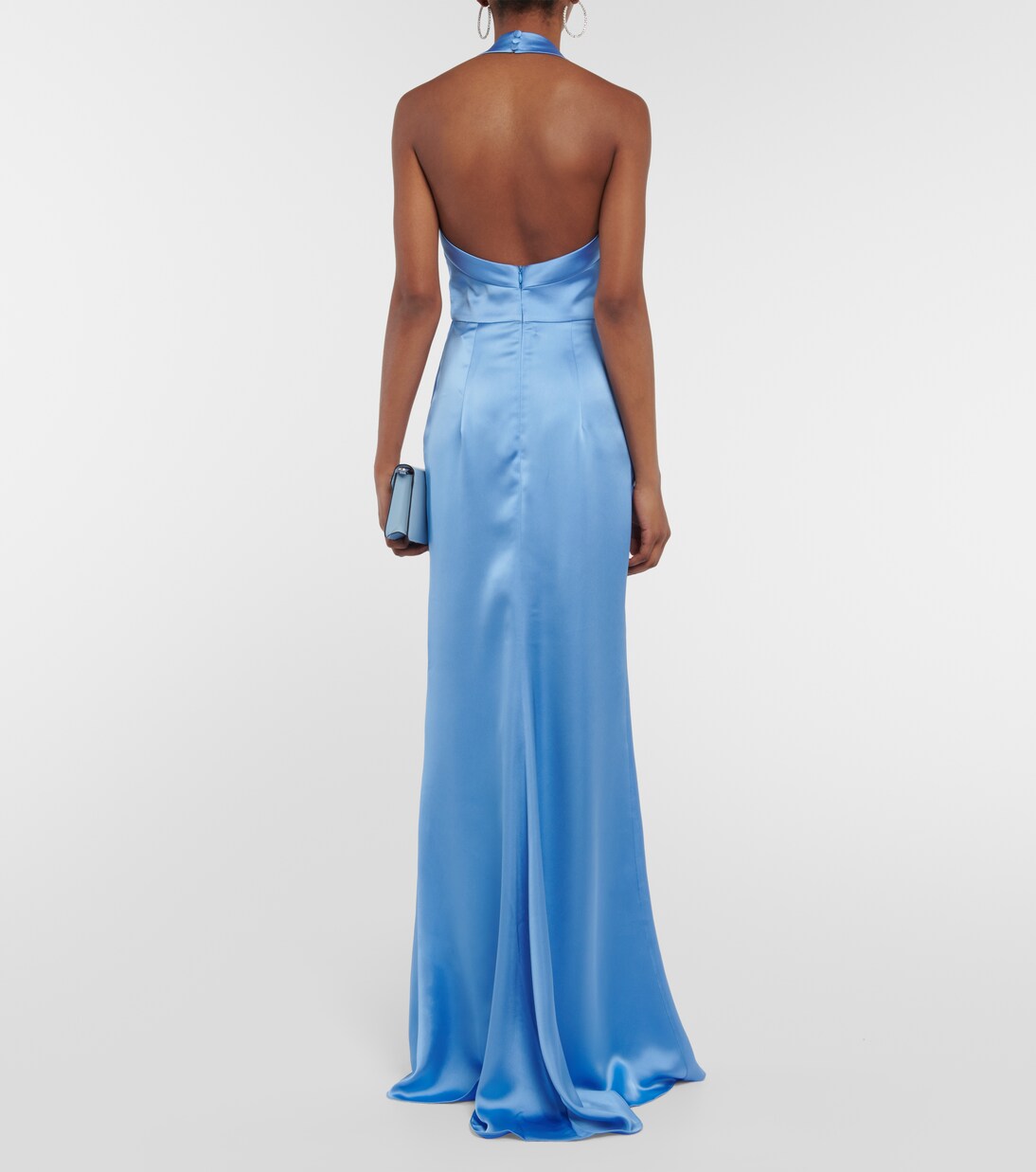 Draped halterneck satin gown | Rasario