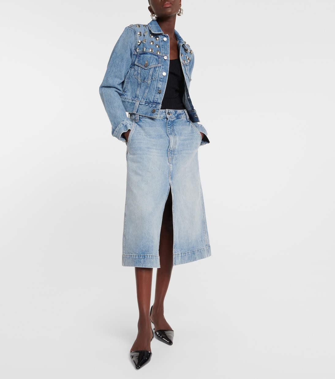 Charlene denim midi skirt | Khaite
