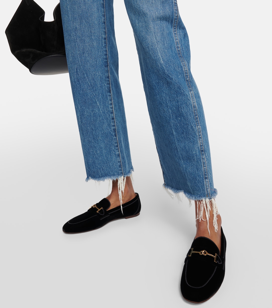 Embellished velvet loafers in black Tods Mytheresa