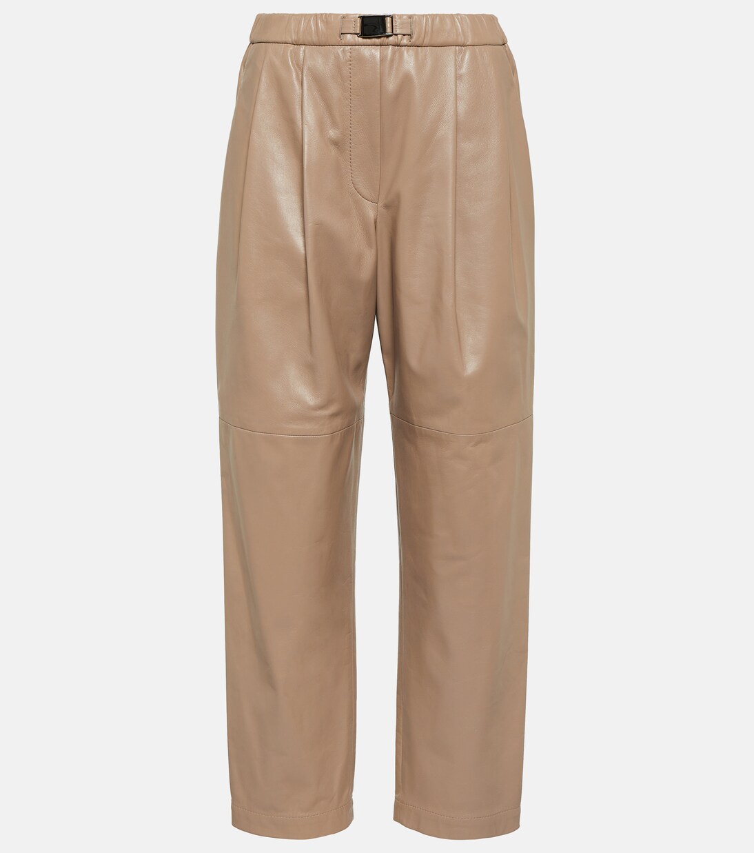 Pantaloni in pelle a vita media | Brunello Cucinelli