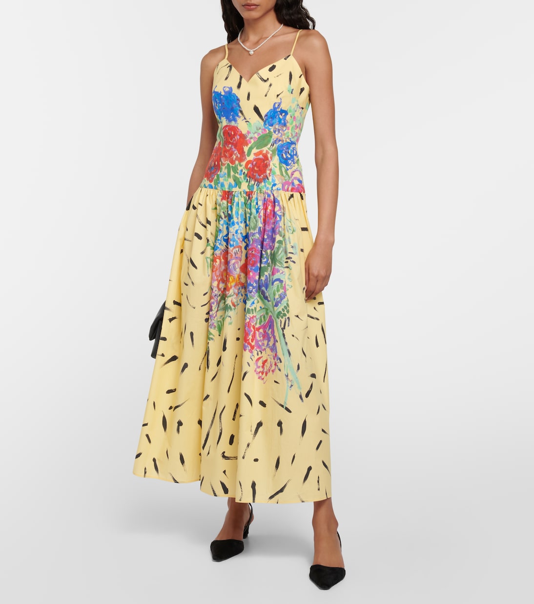 Vestido midi de algodón floral | Christopher Kane