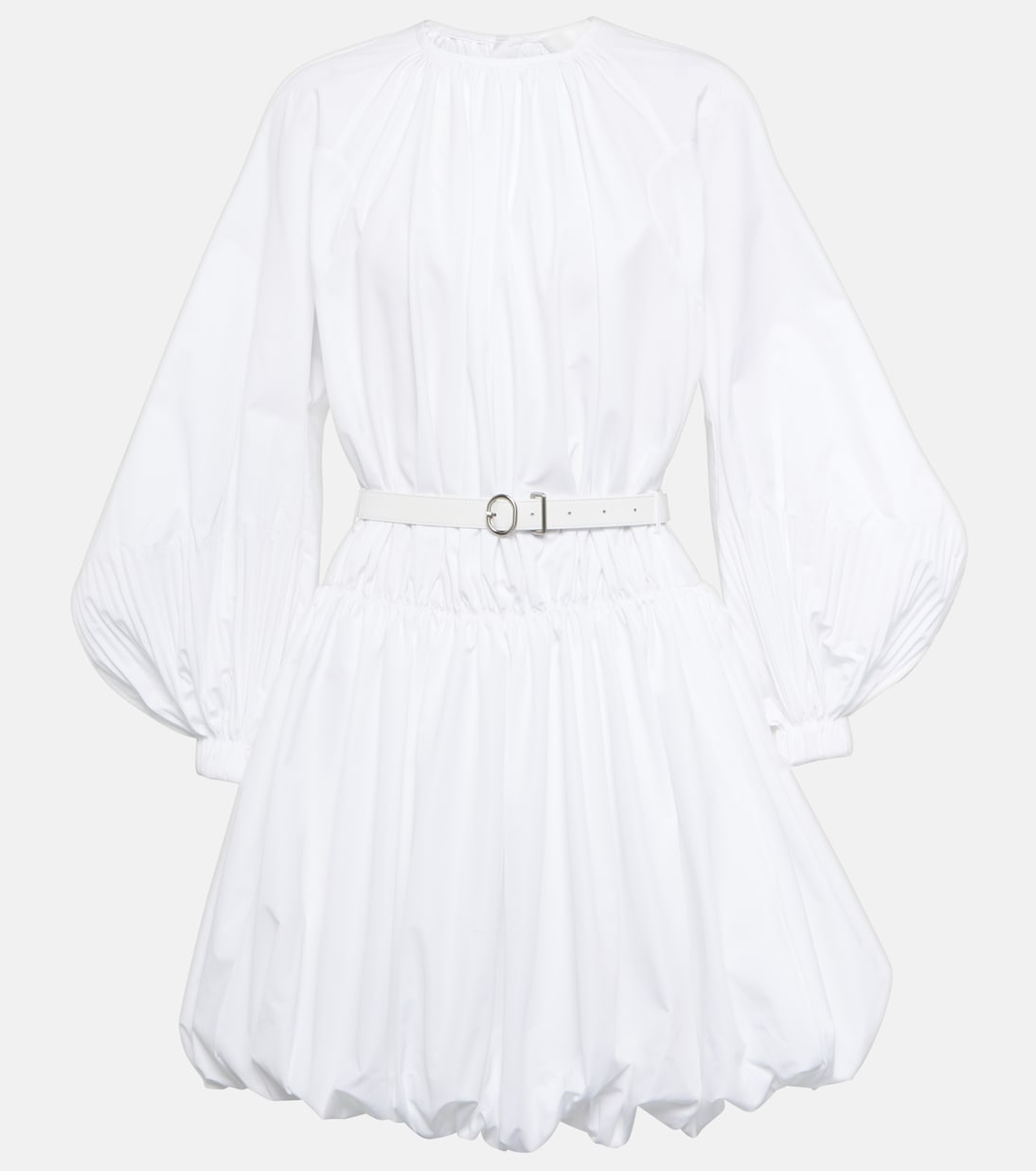 Miniabito in popeline di cotone con pelle | Jil Sander