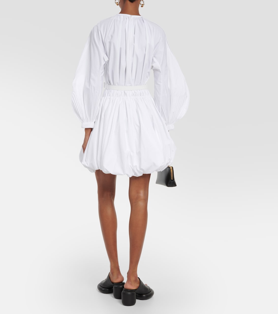 Miniabito in popeline di cotone con pelle | Jil Sander