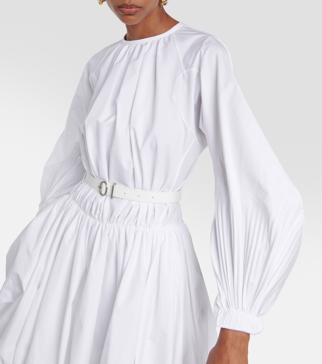 Miniabito in popeline di cotone con pelle | Jil Sander