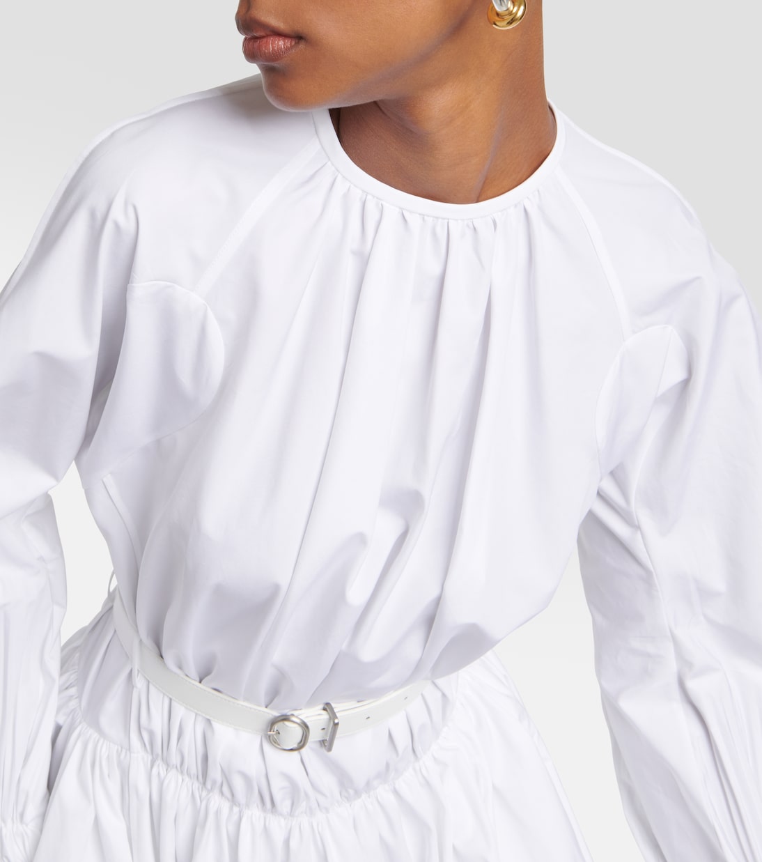Miniabito in popeline di cotone con pelle | Jil Sander