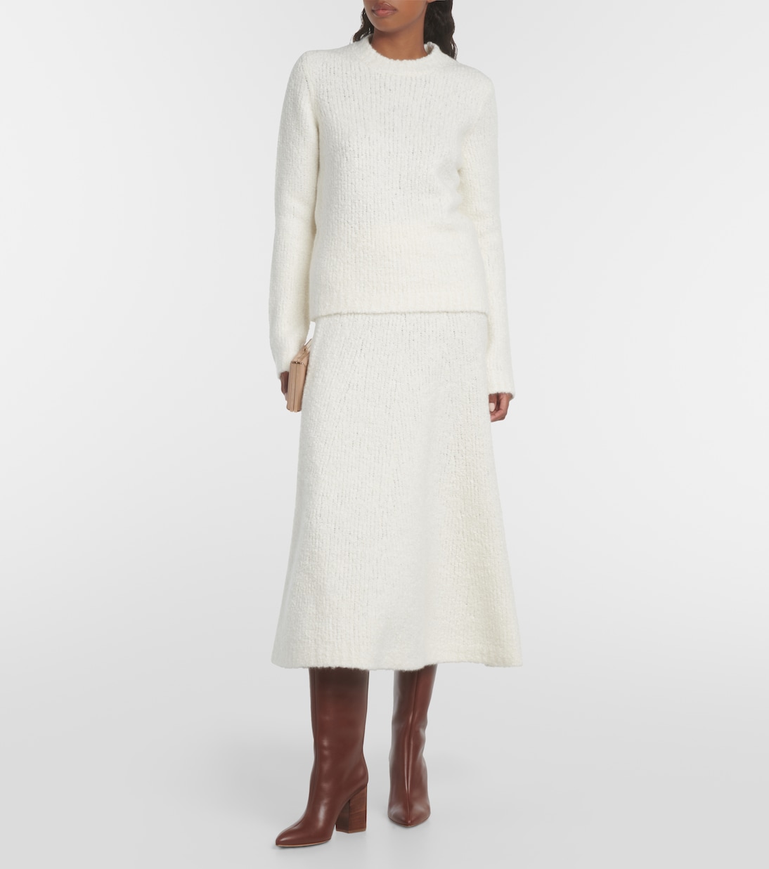 Falda midi Pablo de bouclé de lana y seda | Gabriela Hearst