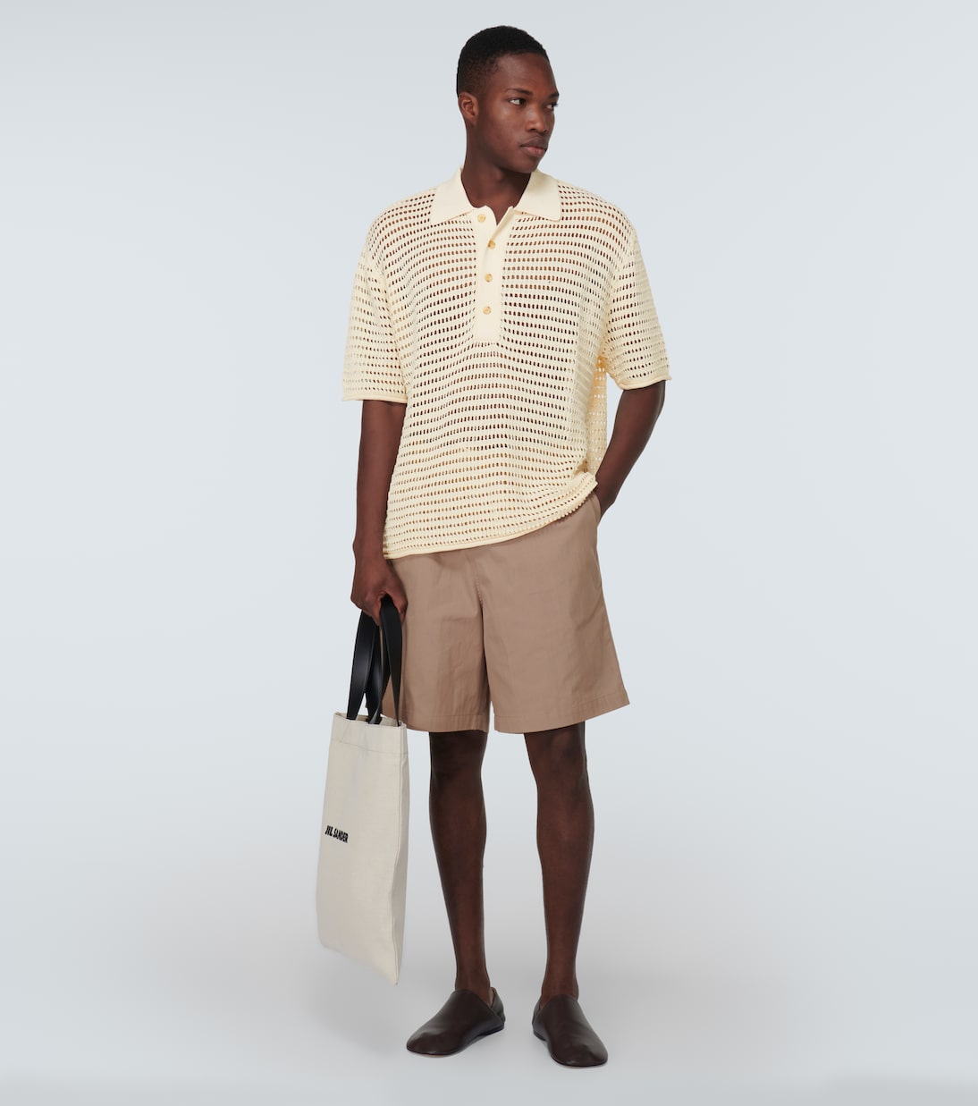 Polo de mezcla de algodón calado | Commas