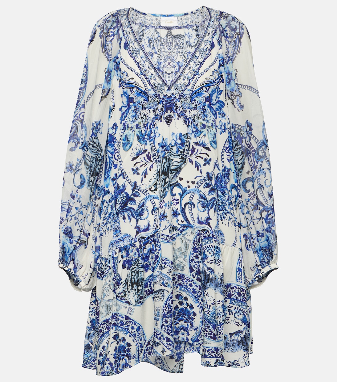 Printed tiered silk minidress | Camilla